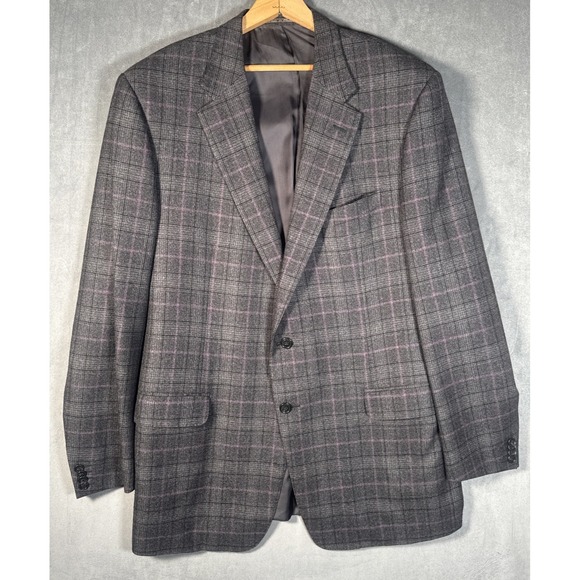 Corneliani Jacket Mens Cashmere WoolGray Plaid Sport Coat Blazer‎EU58L US44L